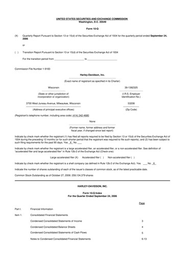 Thumbnail Harley-Davidson
 10-Q Quarterly Report FY 