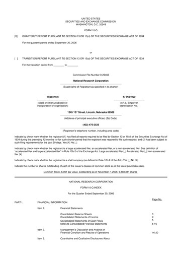 Thumbnail NRC Health
 10-Q Quarterly Report FY 