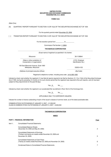 Thumbnail Marcus Corporation
 10-Q Quarterly Report FY 