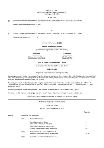 Thumbnail NRC Health
 10-Q Quarterly Report FY 