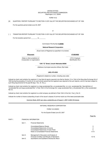 Thumbnail NRC Health
 10-Q Quarterly Report FY 