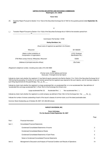 Thumbnail Harley-Davidson
 10-Q Quarterly Report FY 