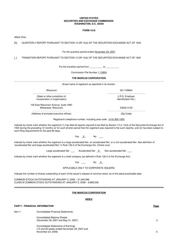 Thumbnail Marcus Corporation
 10-Q Quarterly Report FY 