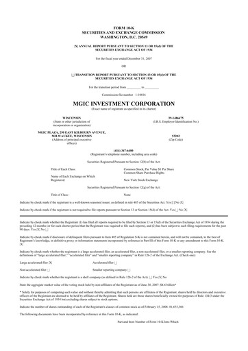 Thumbnail MGIC Investment
 10-K Annual Report 