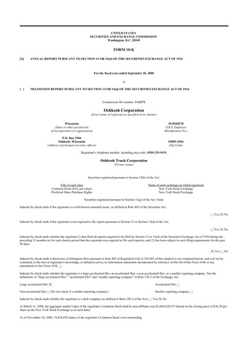 Thumbnail Oshkosh Corporation
 10-K Annual Report 