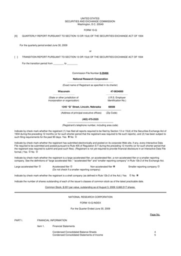 Thumbnail NRC Health
 10-Q Quarterly Report FY 