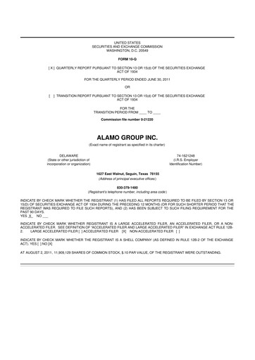 Thumbnail Alamo Group 10-Q Quarterly Report FY2011 