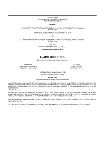 Thumbnail Alamo Group 10-Q Quarterly Report FY2015 
