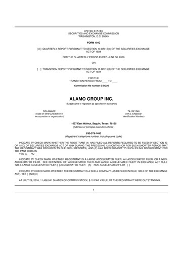 Thumbnail Alamo Group 10-Q Quarterly Report FY2016 