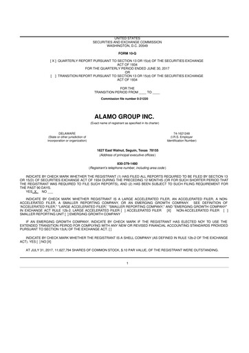 Thumbnail Alamo Group 10-Q Quarterly Report FY2017 