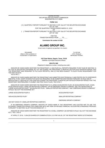 Thumbnail Alamo Group 10-Q Quarterly Report FY2018 