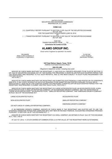 Thumbnail Alamo Group 10-Q Quarterly Report FY2018 