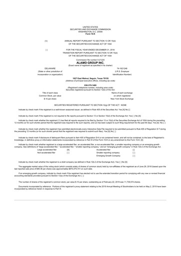 Thumbnail Alamo Group 10-K Annual Report 2018