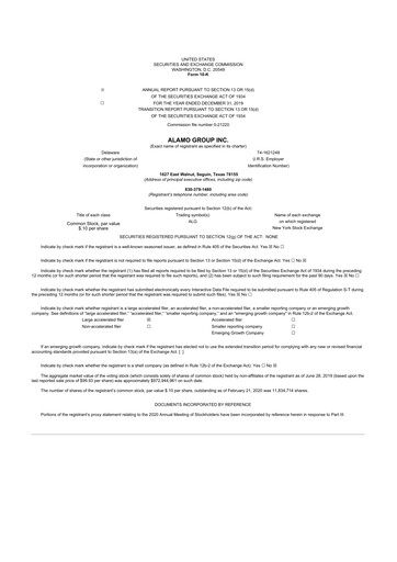 Thumbnail Alamo Group 10-K Annual Report 2019