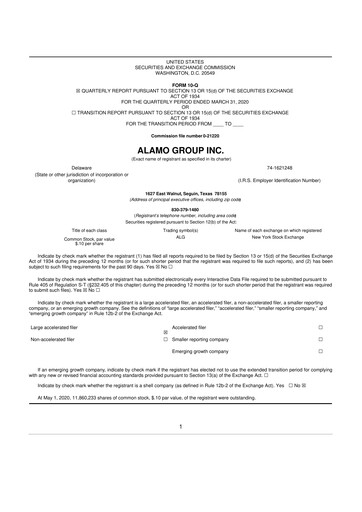 Thumbnail Alamo Group 10-Q Quarterly Report FY2020 