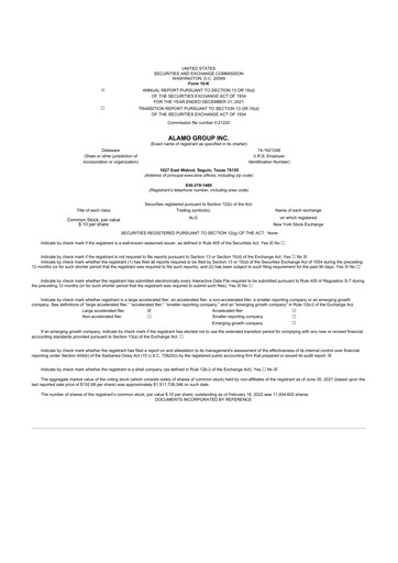 Thumbnail Alamo Group 10-K Annual Report 2021