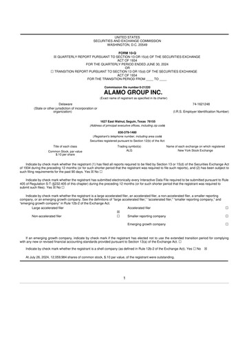 Thumbnail Alamo Group 10-Q Quarterly Report FY2024 