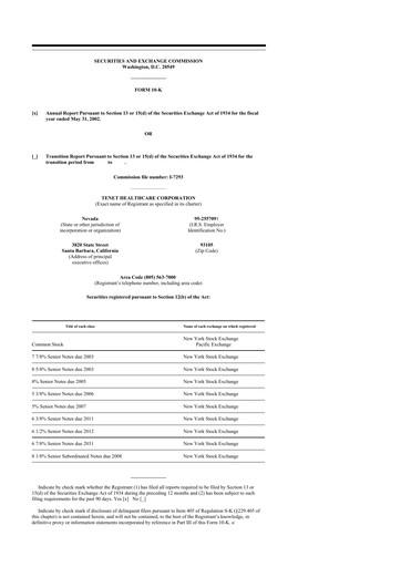 Thumbnail Tenet Healthcare 10-K Annual Report 