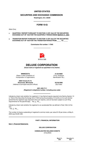 Thumbnail Deluxe Corporation 10-Q Quarterly Report FY 