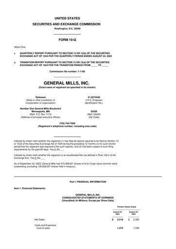 Thumbnail General Mills 10-Q Quarterly Report FY 