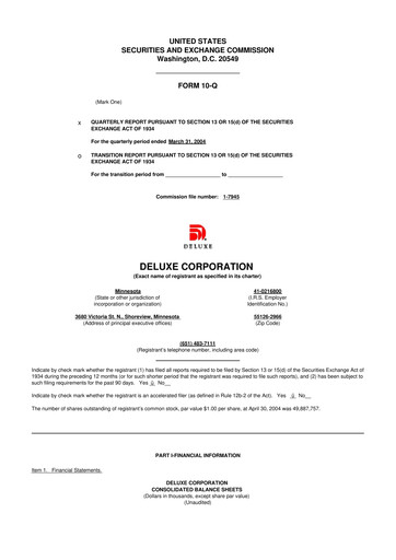 Thumbnail Deluxe Corporation 10-Q Quarterly Report FY 