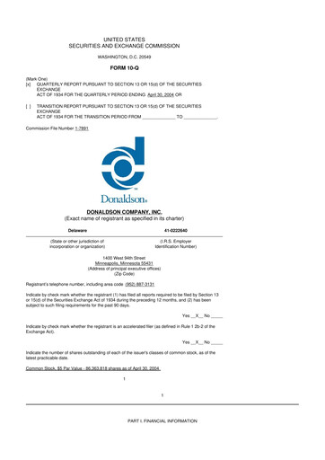Thumbnail Donaldson Company 10-Q Quarterly Report FY 