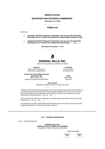 Thumbnail General Mills 10-Q Quarterly Report FY 