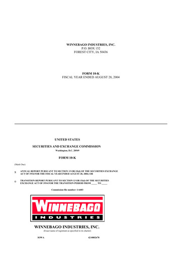 Thumbnail Winnebago Industries 10-K Annual Report 
