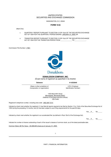 Thumbnail Donaldson Company 10-Q Quarterly Report FY 