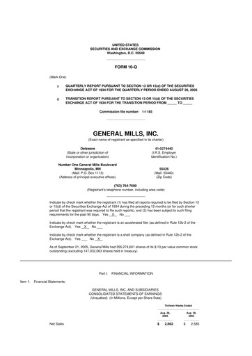 Thumbnail General Mills 10-Q Quarterly Report FY 