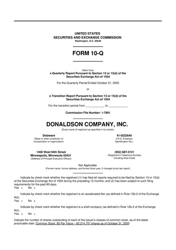Thumbnail Donaldson Company 10-Q Quarterly Report FY 
