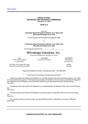 Miniature Winnebago Industries 10-Q Rapport trimestriel  