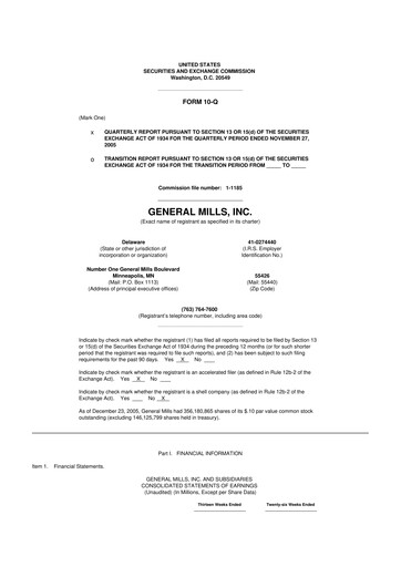 Thumbnail General Mills 10-Q Quarterly Report FY 