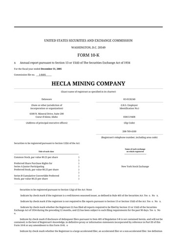 Thumbnail Hecla Mining
 10-K Annual Report 