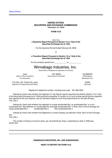 Miniature Winnebago Industries 10-Q Rapport trimestriel  