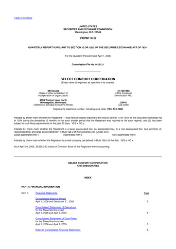 Thumbnail Sleep Number 10-Q Quarterly Report FY 