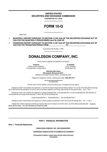 Thumbnail Donaldson Company 10-Q Quarterly Report FY 