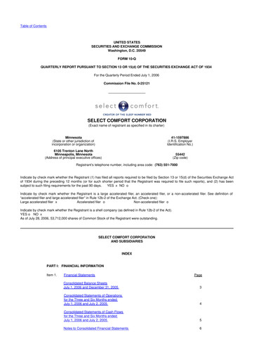 Thumbnail Sleep Number 10-Q Quarterly Report FY 