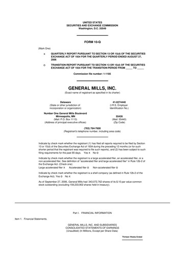 Thumbnail General Mills 10-Q Quarterly Report FY 