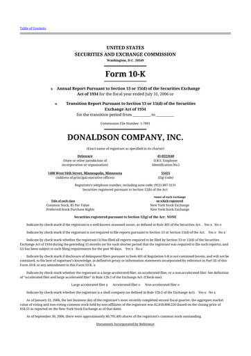 Thumbnail Donaldson Company 10-K Annual Report 