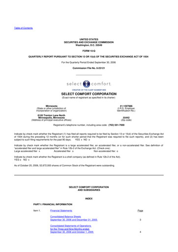 Thumbnail Sleep Number 10-Q Quarterly Report FY 