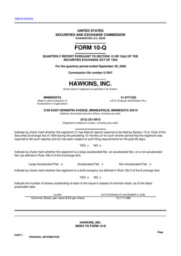 Thumbnail Hawkins 10-Q Quarterly Report FY 