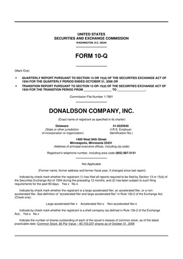 Thumbnail Donaldson Company 10-Q Quarterly Report FY 