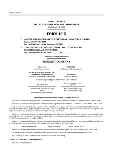 Thumbnail Tennant Company
 10-K Annual Report 