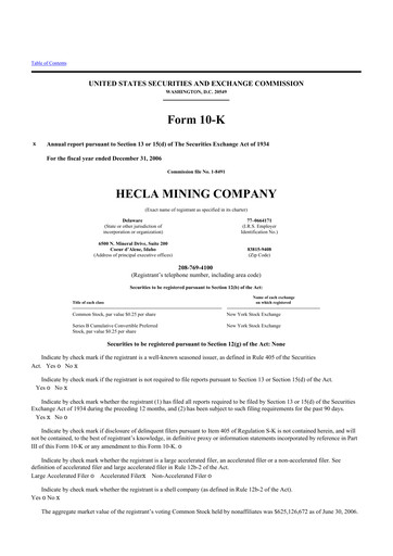 Thumbnail Hecla Mining
 10-K Annual Report 