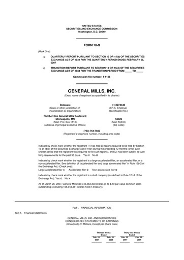 Thumbnail General Mills 10-Q Quarterly Report FY 