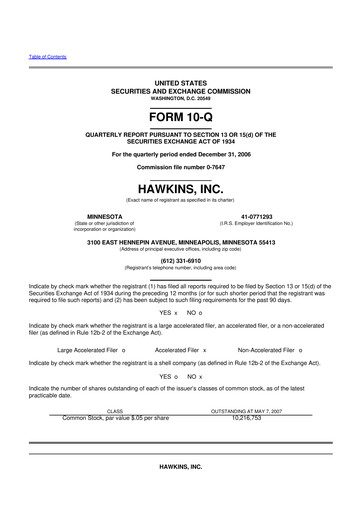 Thumbnail Hawkins 10-Q Quarterly Report FY 