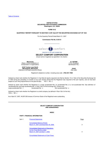 Thumbnail Sleep Number 10-Q Quarterly Report FY 