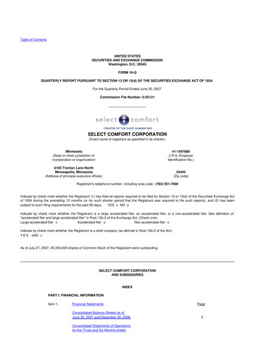 Thumbnail Sleep Number 10-Q Quarterly Report FY 