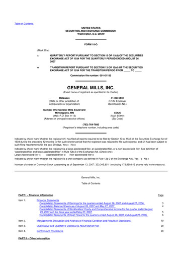 Thumbnail General Mills 10-Q Quarterly Report FY 